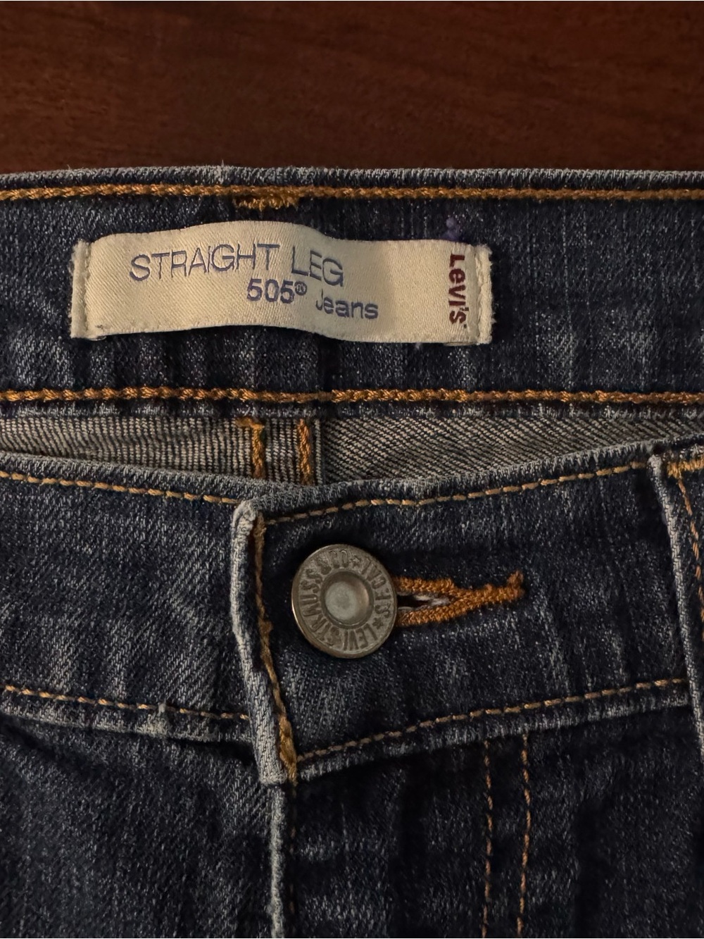 Levi's Straight Leg 505 Jeans in Dark Blue Denim